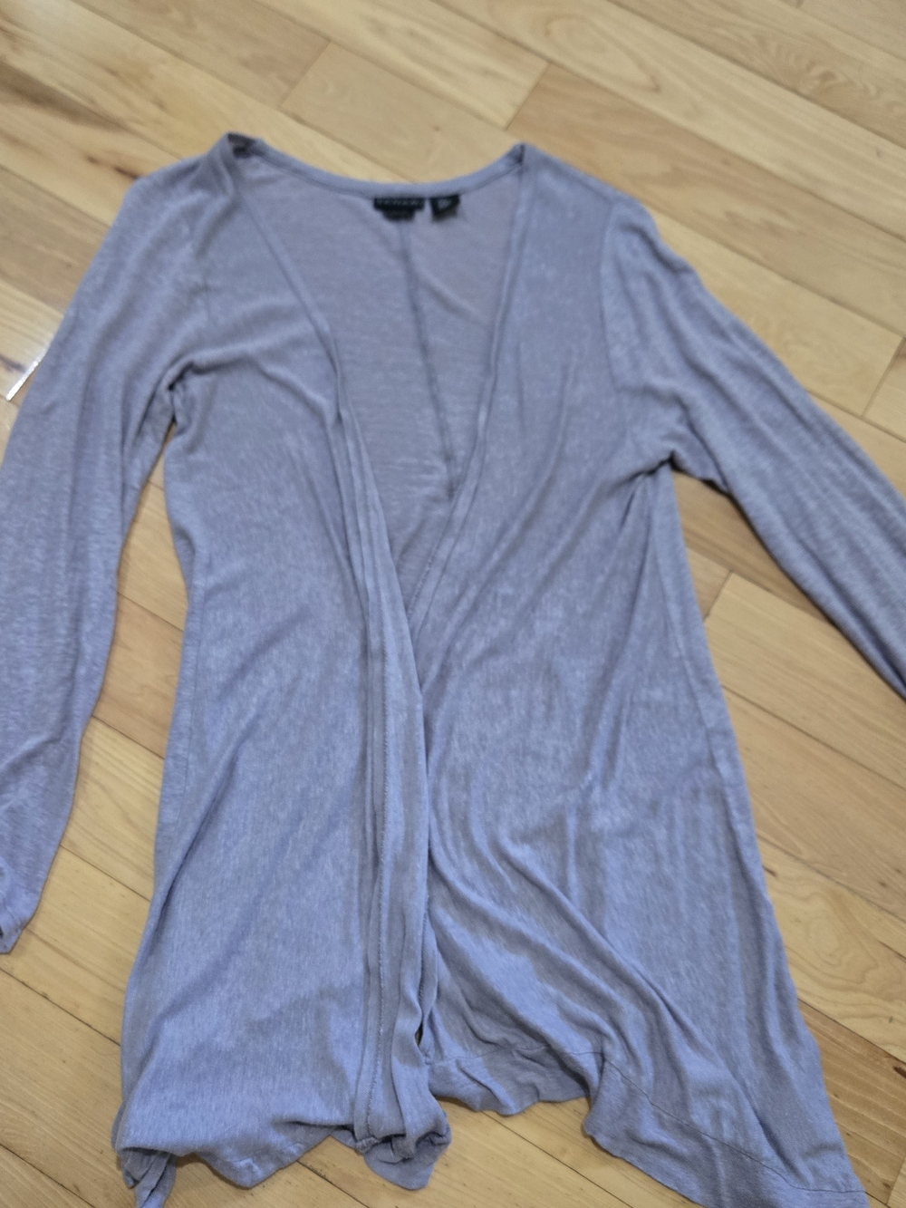 Tahari Linen Light Gray Open-Front Women's Cardigan
